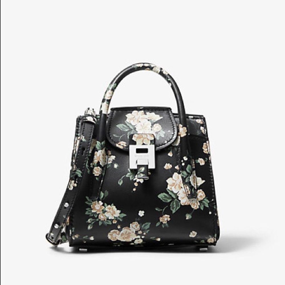Michael Kors Collection Bancroft Mini Floral Calf Leather Satchel